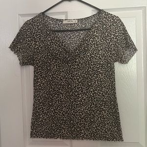 Cheetah Print Lettuce Trim Top